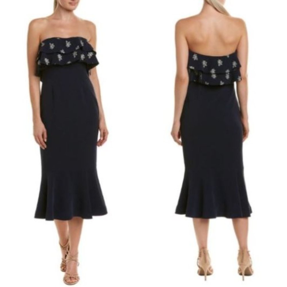 NEW Cinq a Sept Eza Strapless Ruffle Midi Dress 4